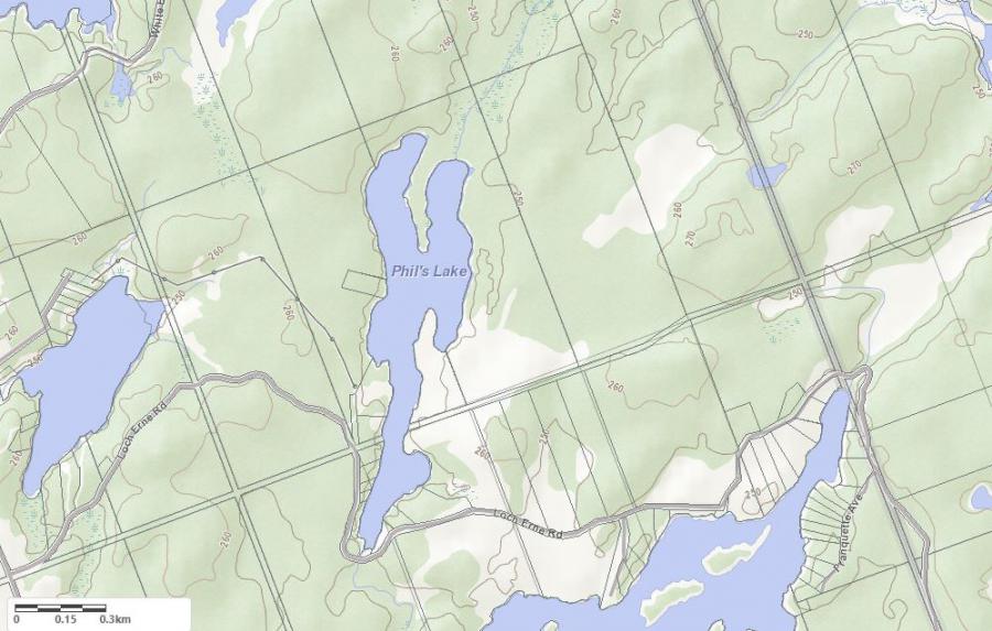Topographical Map of Long Lake in Municipality of McDougall and the District of Parry Sound